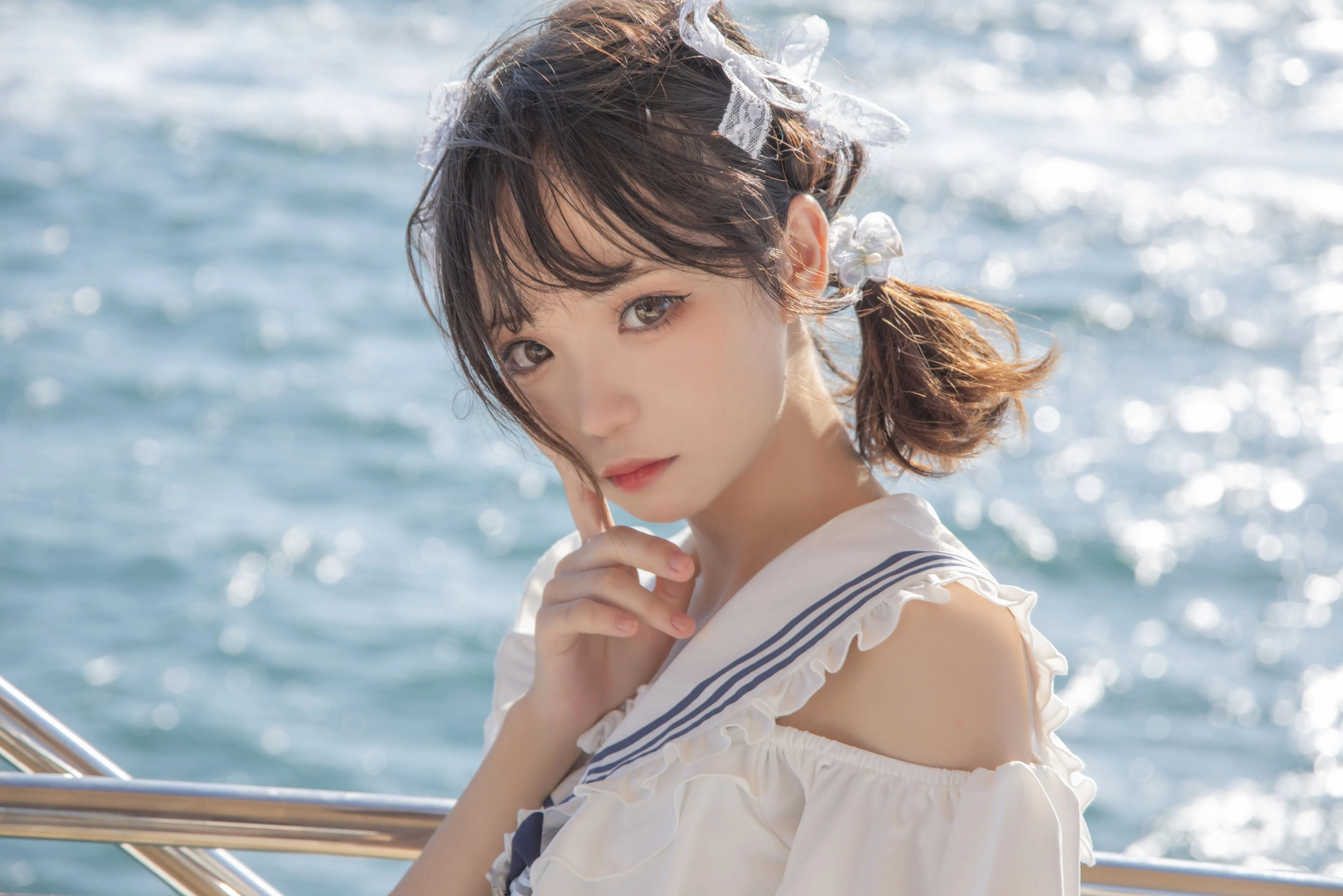 花柒Hana – 三亚熊之海军风泳装