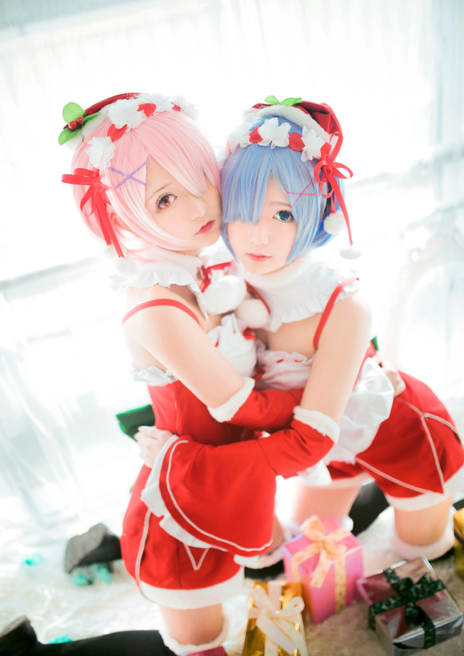 [cosplay]蕾姆拉姆圣诞图[二次元cos]